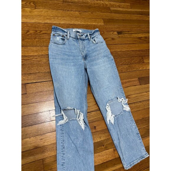 Abercrombie Fitch Womens 90s Straight Ultra High-Rise Jeans Size 4 X-SHORT Blue - Picture 2 of 5
